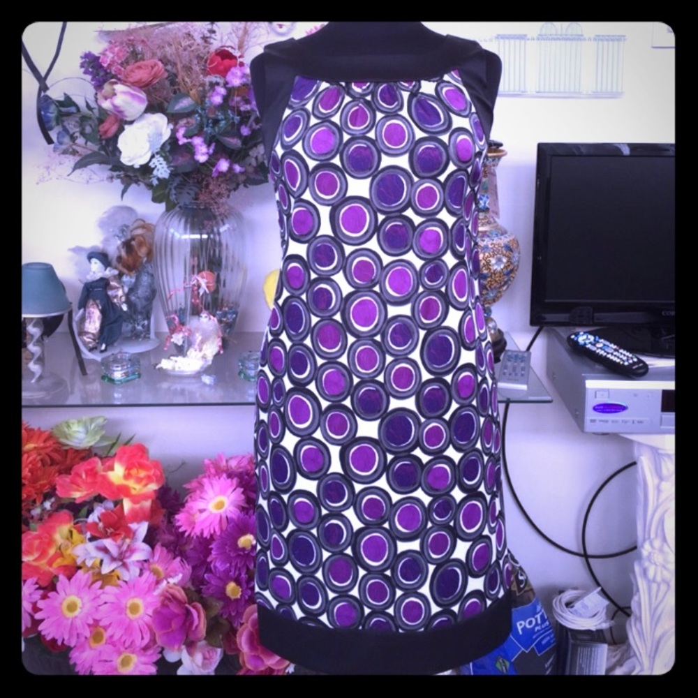 Dress Barn Purple Circle Polka Dot Dress, size 4-6